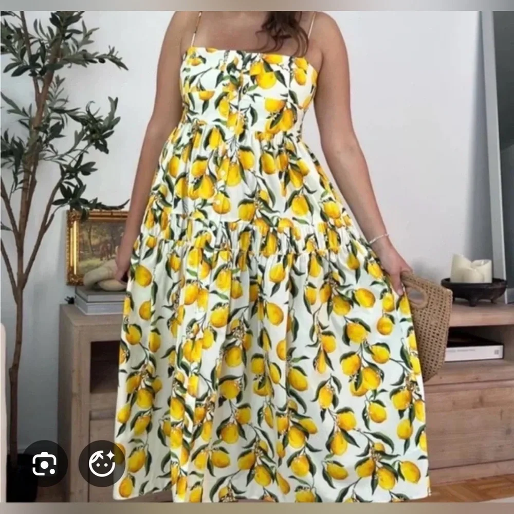 J. Crew 16 Limoncello Lemon Print Cotton Tiered Summer Plus Sundress 1X - Picture 4 of 16